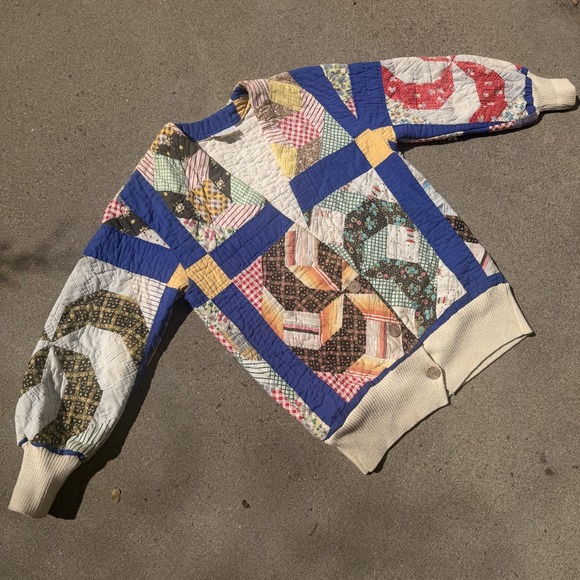 Vintage Patchwork Quilt Jacket 70s 80s S/M Bode Style K.A.S. Originals - Picture 3 of 10